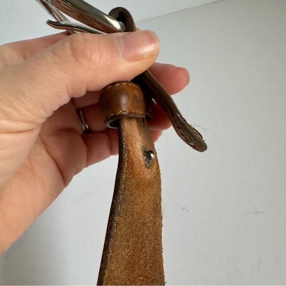 Ostrich Leather Belt Exotic Brown Tan Vintage Distressed Western Silver Mens 40 - Picture 10 of 16